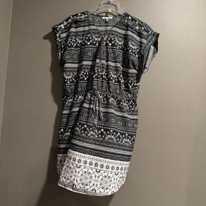 3X Plus Size Dress Geometric Print Pockets by Speed Control Cap Sleeve